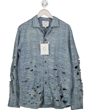 Demo Blue Distressed Denim Shirt Jacket UK M