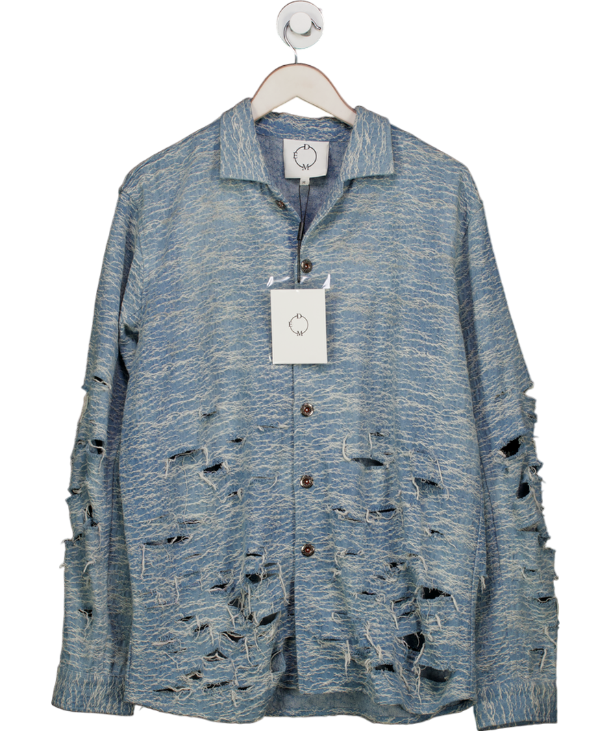 Demo Blue Distressed Denim Shirt Jacket UK M