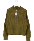 Ralph Lauren Green Olive Creen Cotton Cable Knit 1/4 Zip Jumper UK L