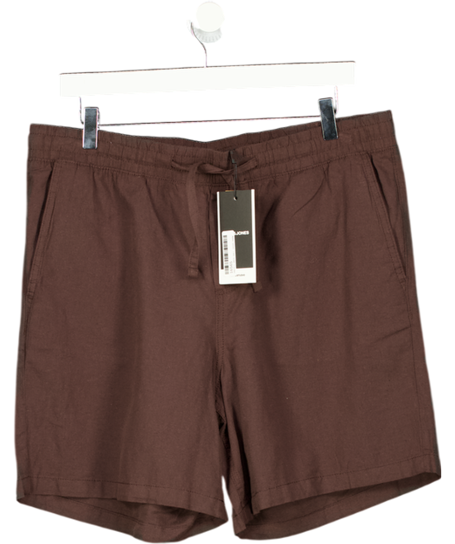 jack&jones Brown Linen Blend Shorts UK L