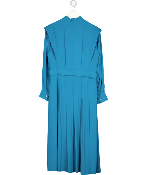 IRIS & INK Teal Blue Silk Blend Midi Dress UK 14