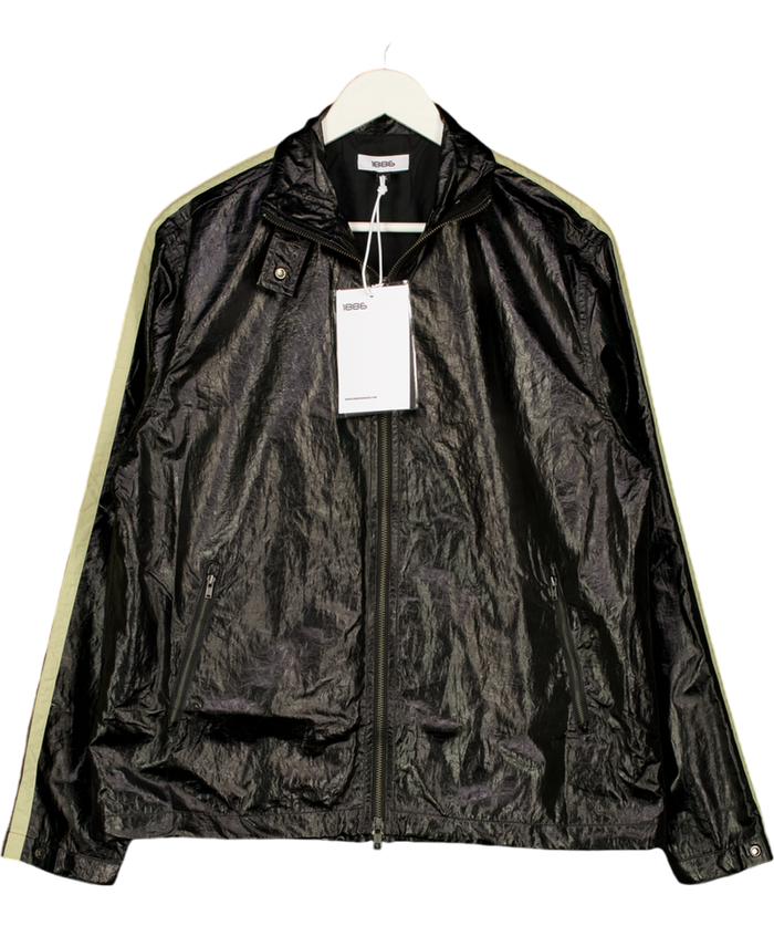 1886 Black Water Resistant Nylon Zipper Jacket UK XS