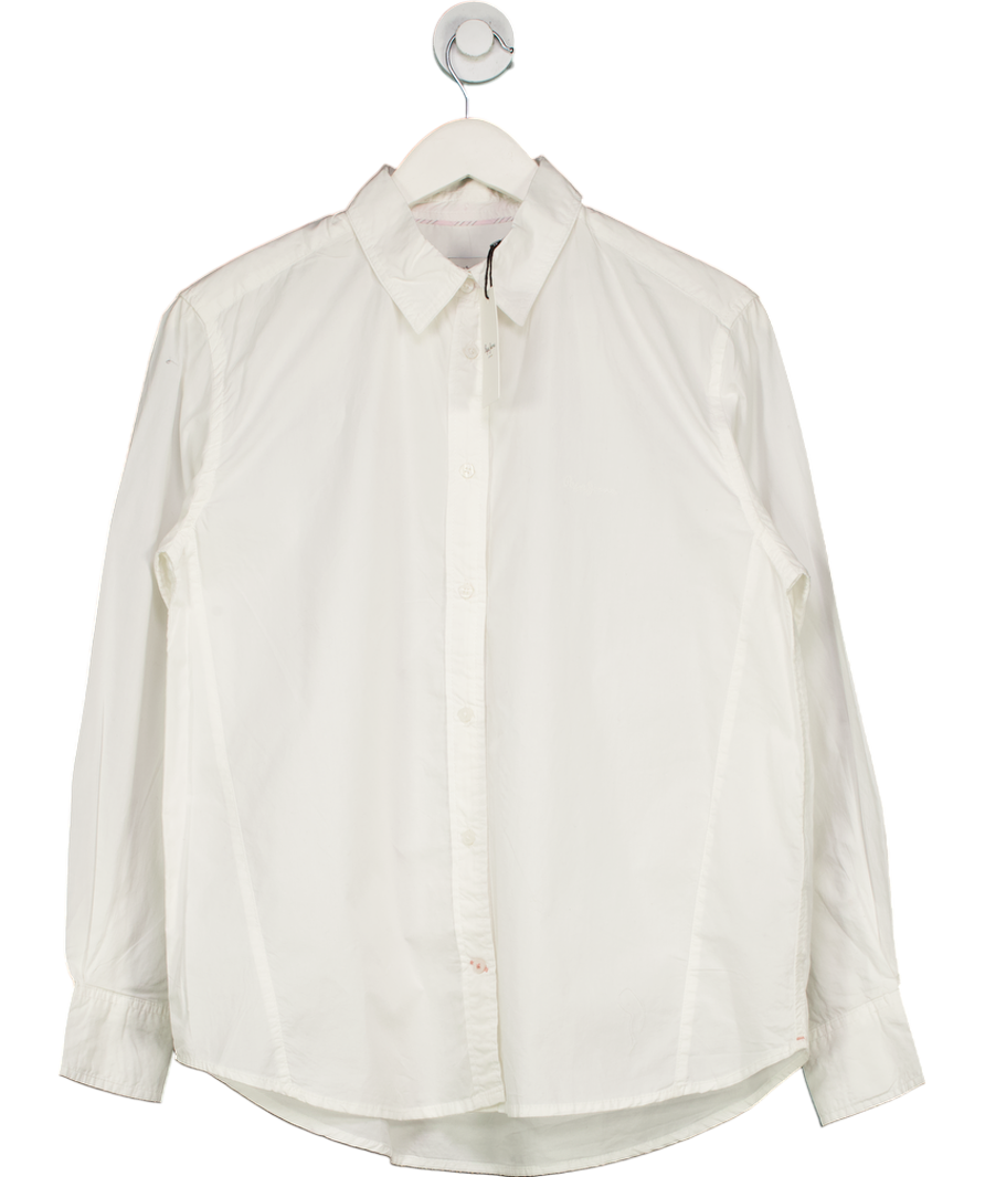 Pepe Jeans White Embriodered Logo Cotton Shirt UK M