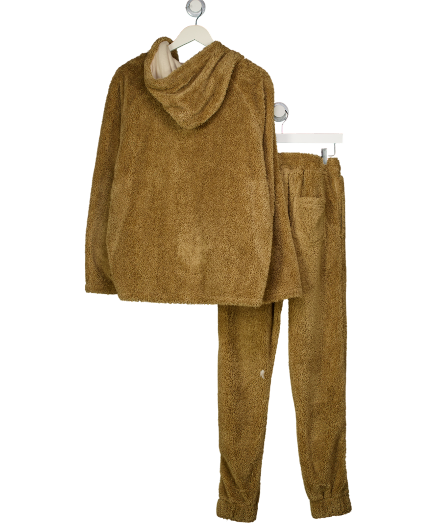 Serge DeNimes Brown 2-piece Teddy Hoodie And Joggers Set UK M