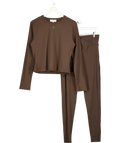 THE COUTURE CLUB 2-piece Brown Long Sleeve Active Wear Top (uk 18) And Leggings Set UK 16