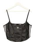ADIDAS Black Originals Firebird Faux Leather Crop Corset Camisole Top UK 22