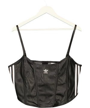 ADIDAS Black Originals Firebird Faux Leather Crop Corset Camisole Top UK 22