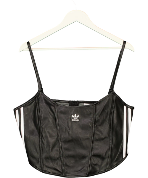 ADIDAS Black Originals Firebird Faux Leather Crop Corset Camisole Top UK 22