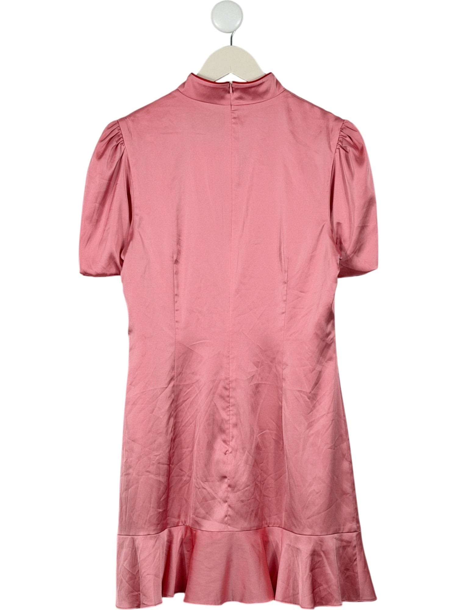 DE LA VALI Pink Bluebell Stretch Satin Dress UK 12