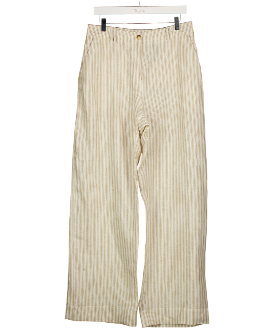 Whistles Beige & Neutral Linen Stripe Trouser UK 12
