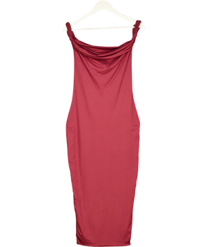 Club L Red Burgundy Twisted Asymmetric Maxi Dress UK 10