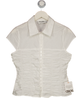 ASOS Collusion Ruched Fitted Sleeveless Shirt In White UK 10