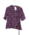 Whistles Blue Lenno Print Frill Wrap Top UK 12