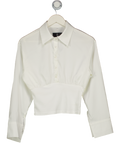 White Satin Long Sleeve Shirt UK S
