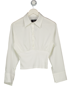 White Satin Long Sleeve Shirt UK S