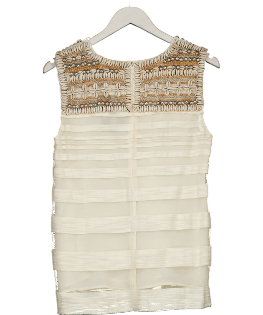 Adam Lippes Ivory White Seashell Embroidered Silk Blend Top Us6 UK 10 - Reliked