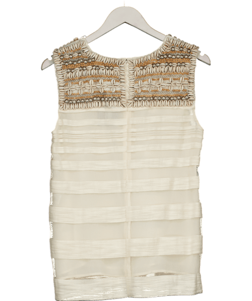 Adam Lippes Ivory White Seashell Embroidered Silk Blend Top Us6 UK 10 - Reliked