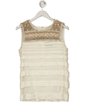 Adam Lippes Ivory White Seashell Embroidered Silk Blend Top Us6 UK 10 - Reliked