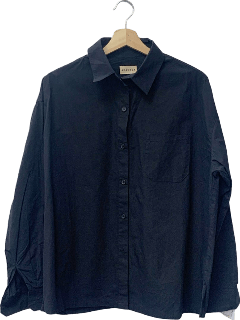 Adanola Black Organic Cotton Button - Up Shirt UK S - Reliked
