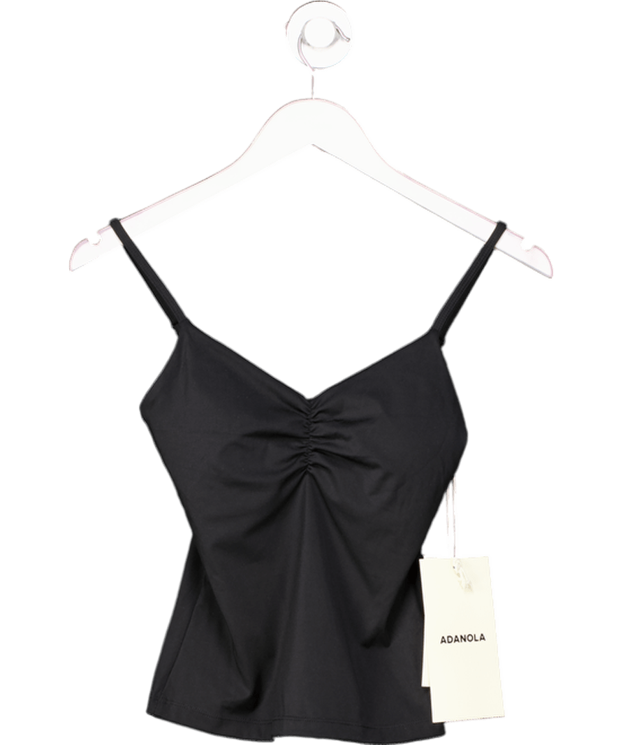 Adanola Black Ultimate Ruched Logo Tank UK XS - Reliked