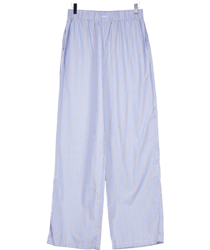 Adanola Blue Cotton Stripe Pull On Pants - Blue/white UK S - Reliked