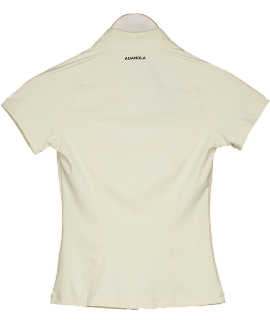 Adanola Cream Ultimate Short Sleeve Zip Up Top UK XS - Reliked