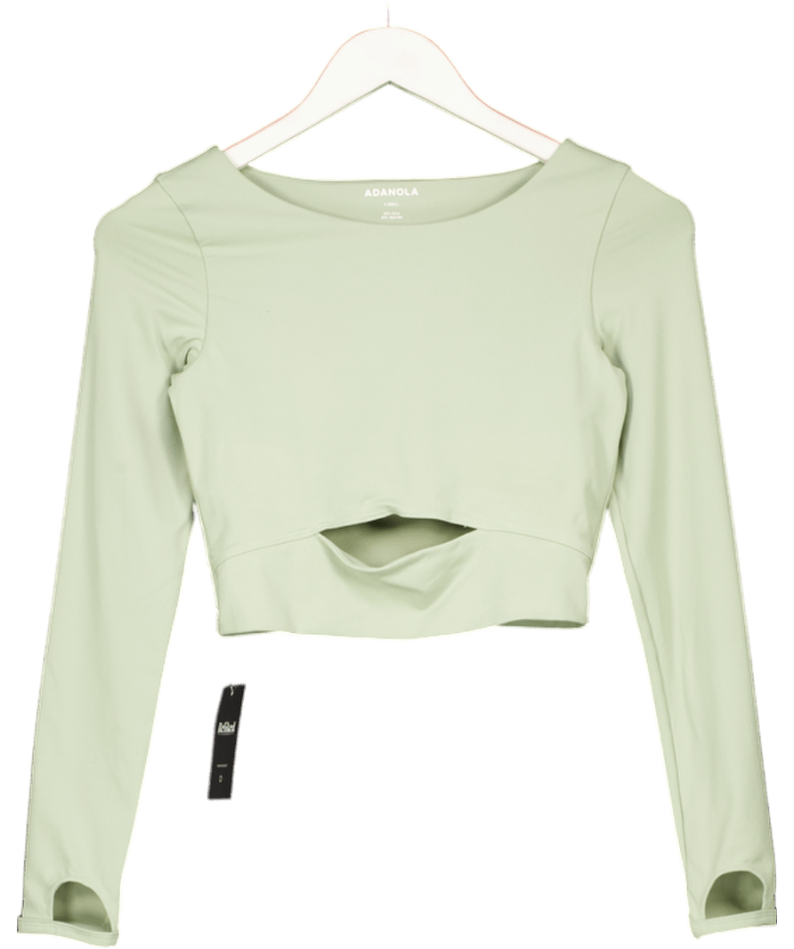 Adanola Green Cut Out Long Sleeve Top UK XS - Reliked