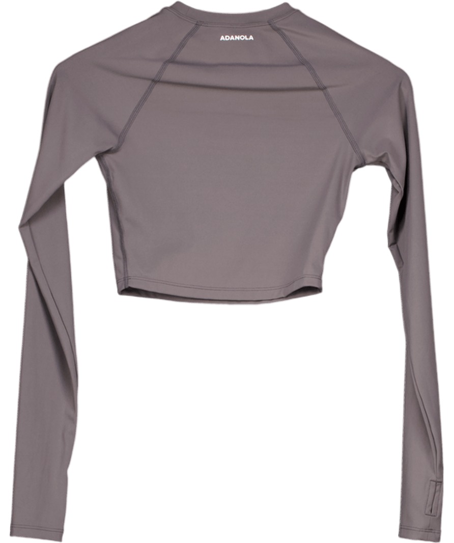 Adanola Grey Long Sleeve Crop Top UK XS - Reliked