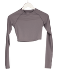 Adanola Grey Long Sleeve Crop Top UK XS - Reliked