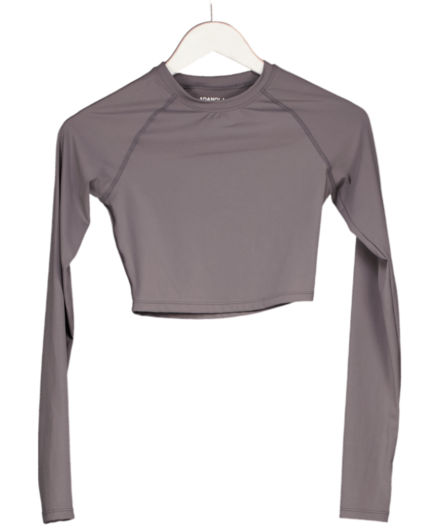Adanola Grey Long Sleeve Crop Top UK XS - Reliked