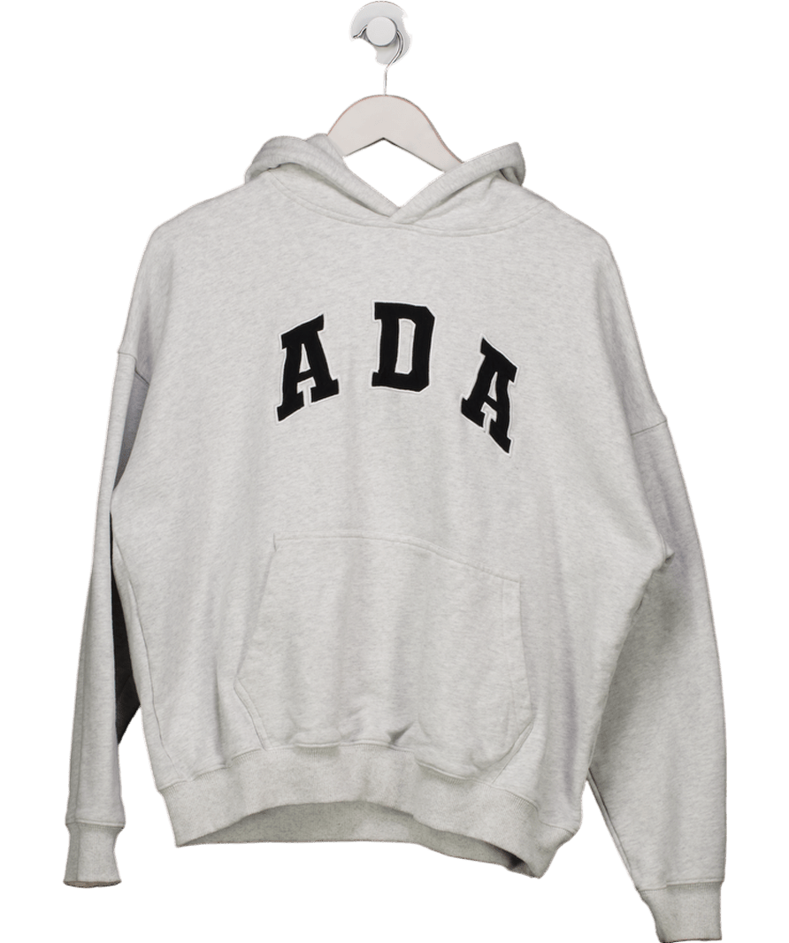 Adanola Grey Organic Cotton Logo Hoodie UK M - Reliked