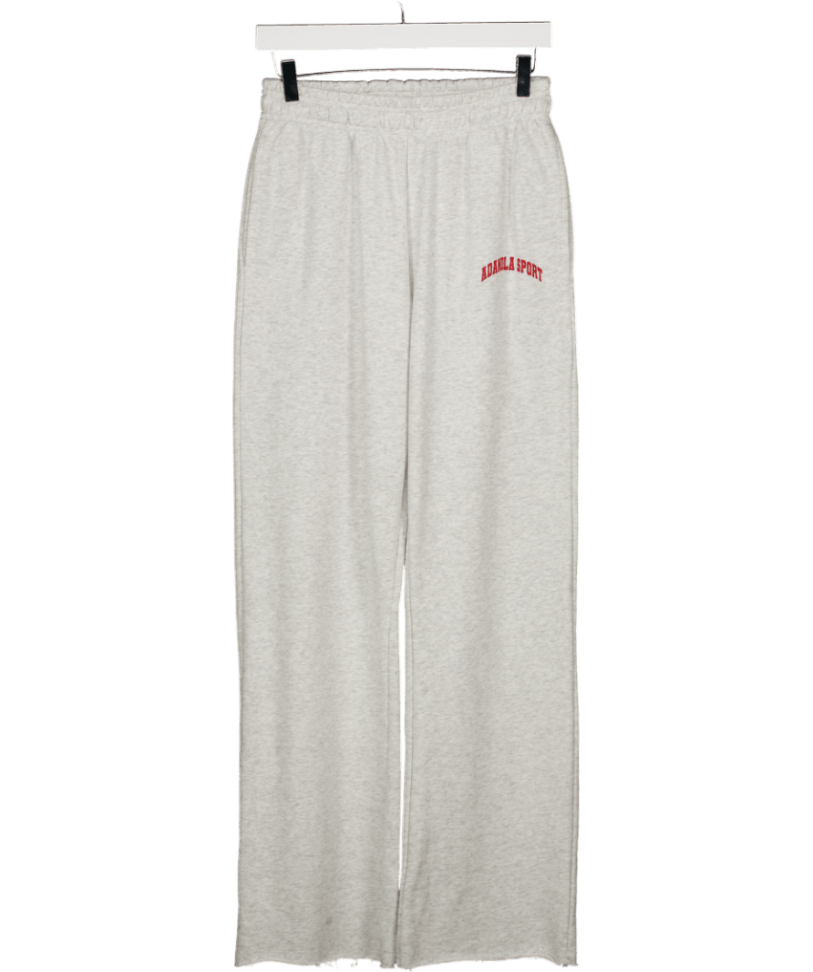 Adanola Grey Raw - cuff Drawstring Cotton - jersey Jogging Bottoms - Light Grey/classic Red UK XS - Reliked