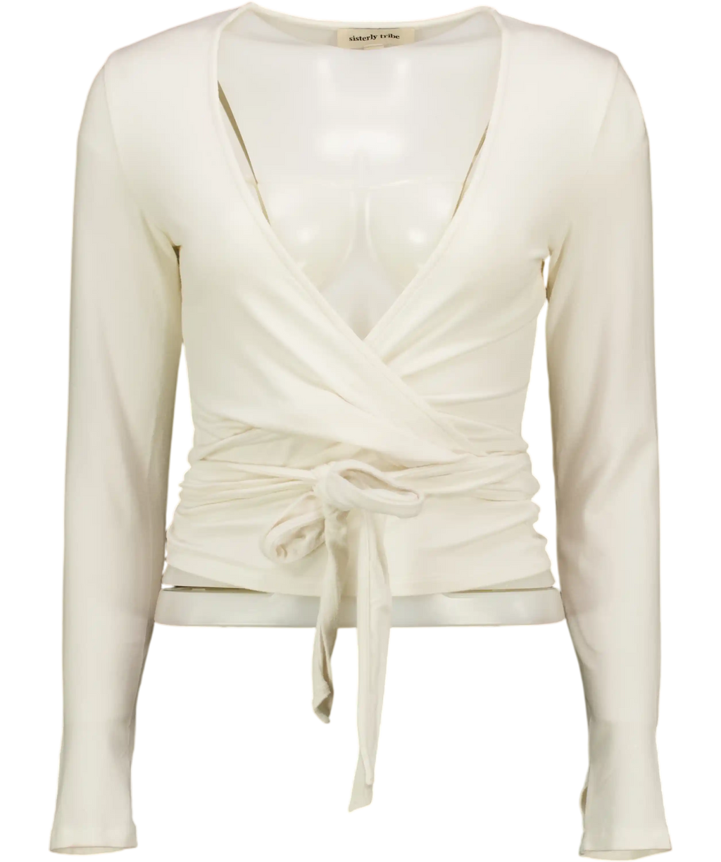SISTERLY TRIBE Cream Cozy Wrap Cardigan Top UK M