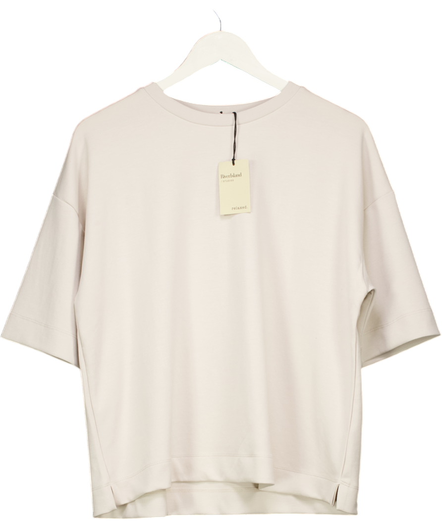 River Island Cream Premium Short Sleeve Boxy T-shirt UK M