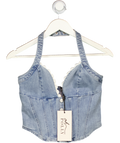 Oh Polly Lotta Halterneck Corset Top In Light Blue UK 10