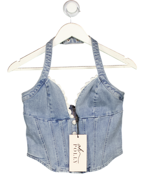 Oh Polly Lotta Halterneck Corset Top In Light Blue UK 10