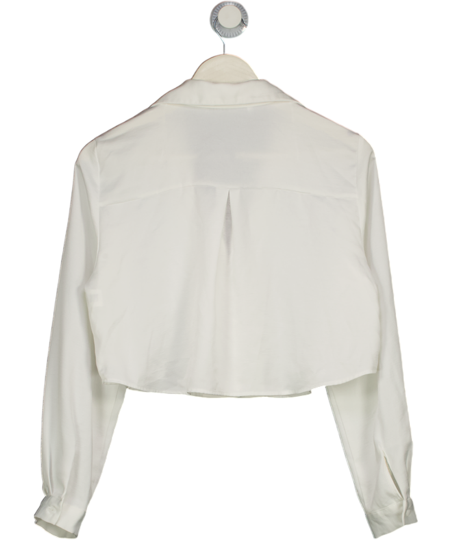 ZARA White Cropped Satin Blouse UK M