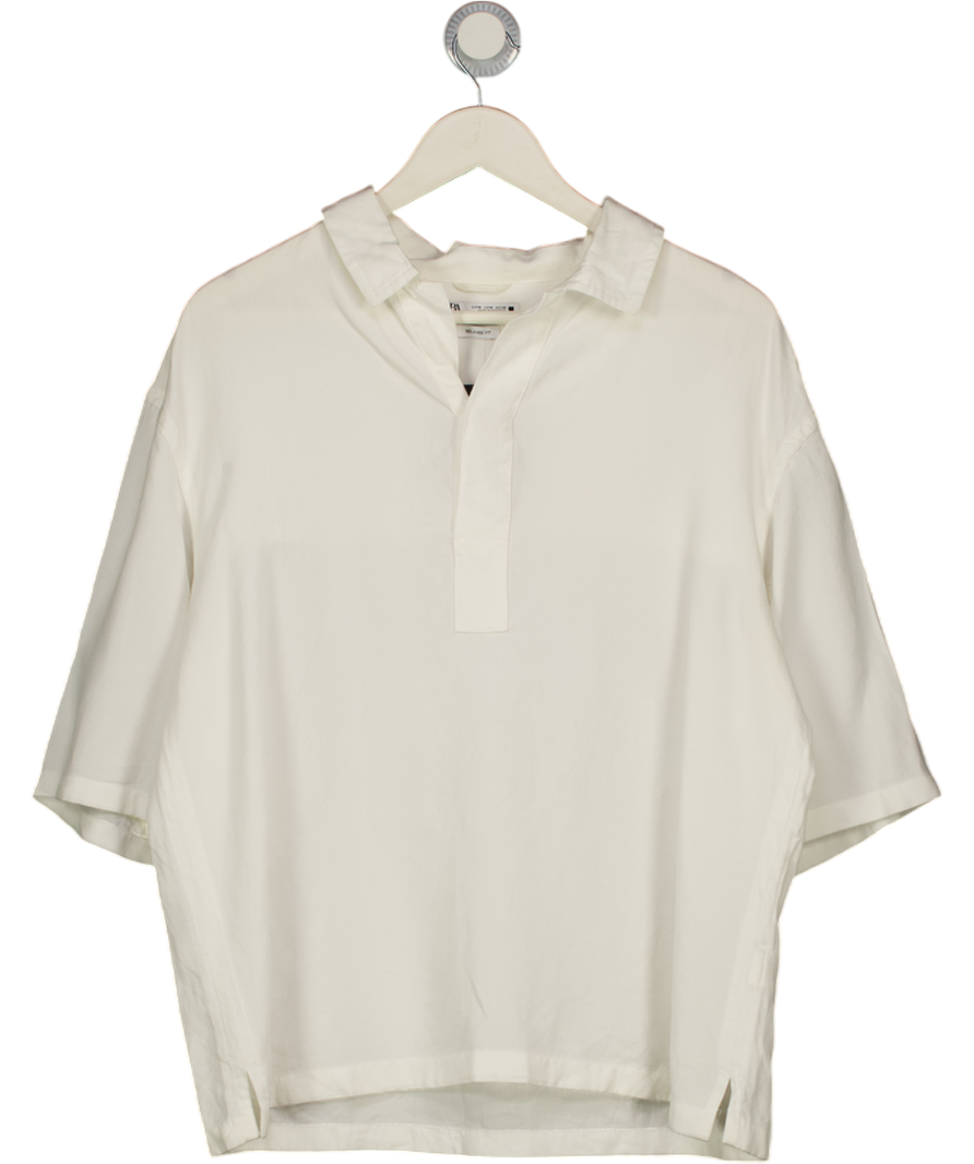 ZARA White Boxy Fit Textured Shirt UK M