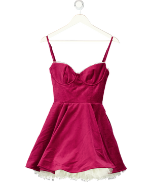 House of CB Minimoiselle Burgundy Red  Velvet Tulle Mini Dress UK S