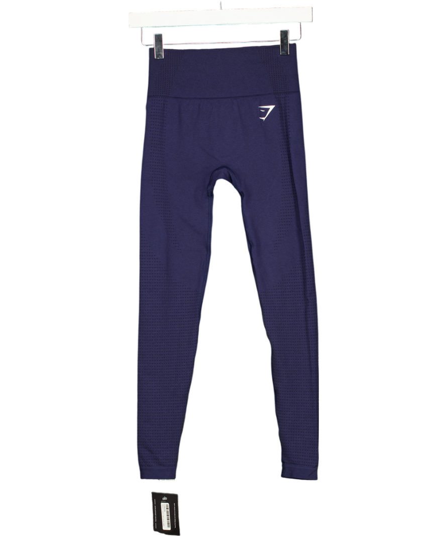 GYMSHARK Navy Blue Seamless Leggings UK XS