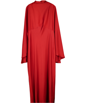ASOS Funnel Neck Satin Maxi Dress With Exaggerated Sleeves In Red UK 18
