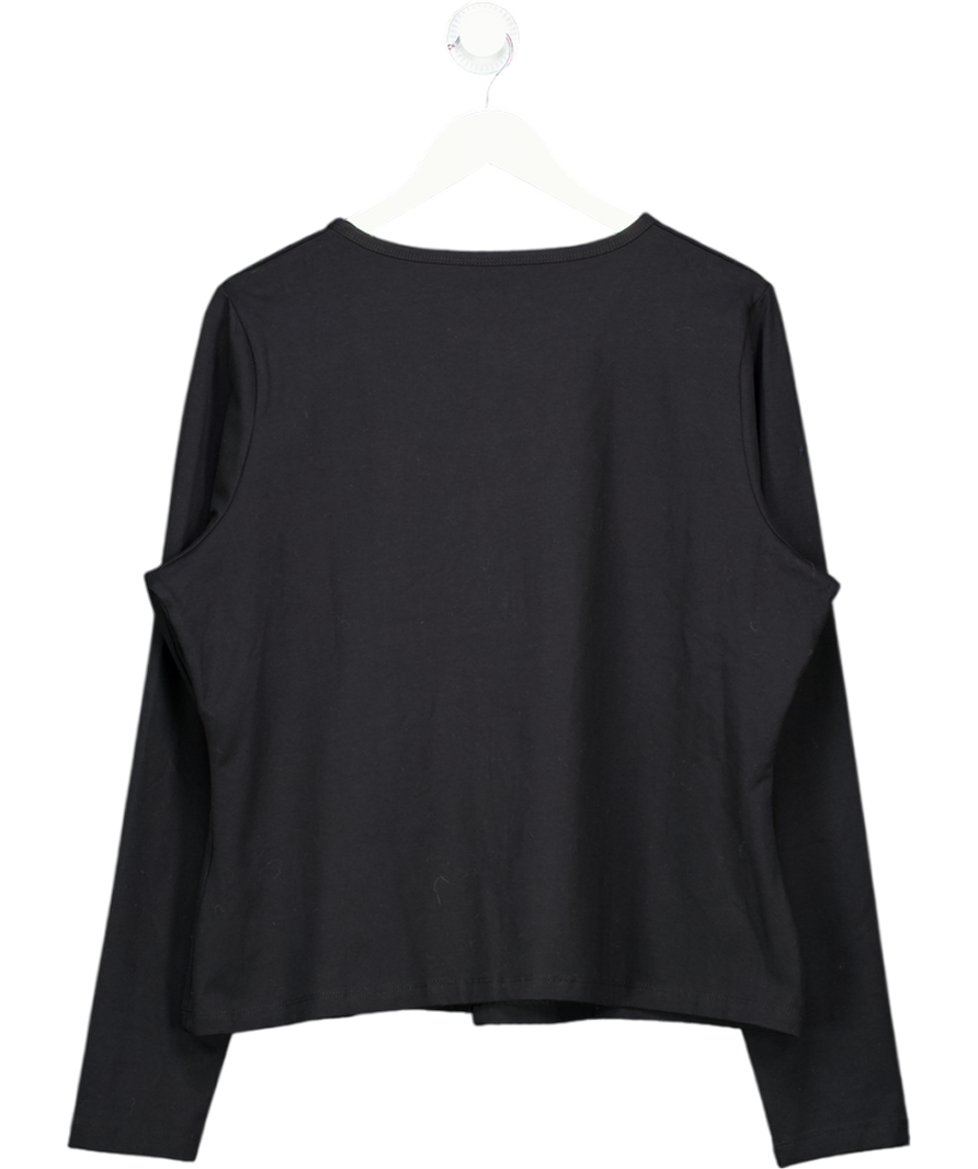 ASOS Black Cotton Button Through Long Sleeve Top UK XL