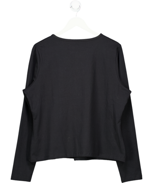 ASOS Black Cotton Button Through Long Sleeve Top UK XL