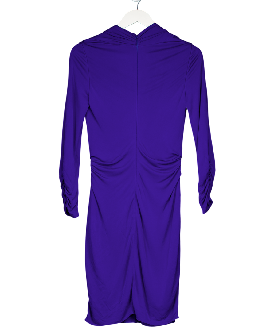 Karen Millen Cobalt Blue Long Sleeve Knot Front Slinky Jersey Dress UK 10