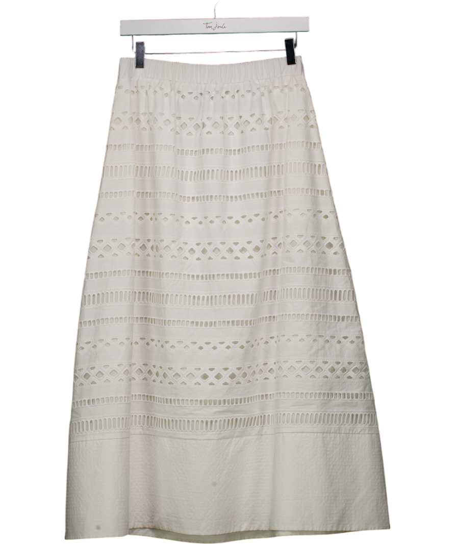 tuckernuck X Studio Mcgee Ivory White Eylet Lace Cotton Midi Skirt UK S