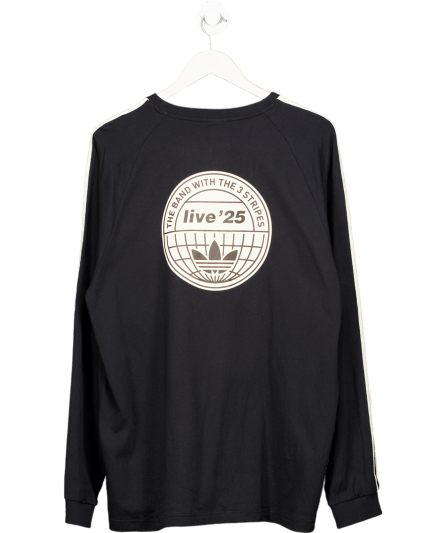 adidas Black Oasis Tour 3 - stripes Longsleeve Tee UK XL - Reliked