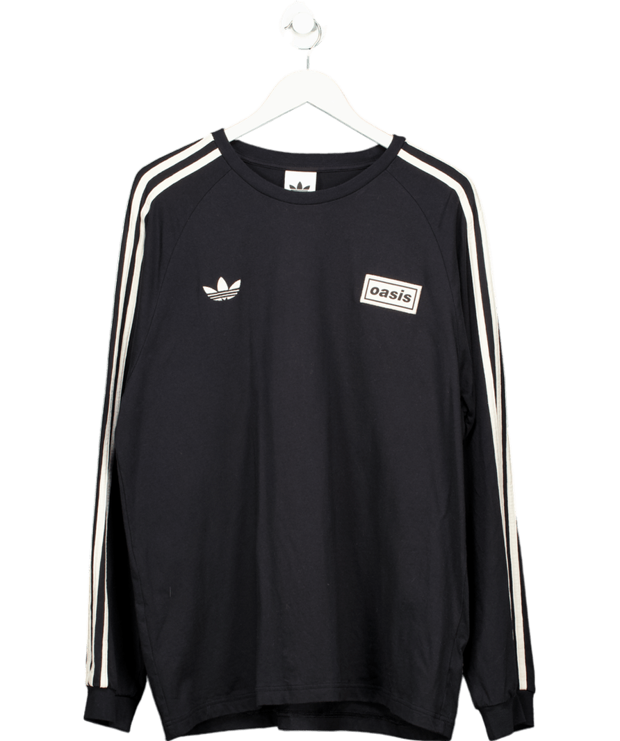 adidas Black Oasis Tour 3 - stripes Longsleeve Tee UK XL - Reliked
