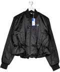 adidas Black Satin Logo Three Stripe Bomber Jacket UK 8 - Reliked