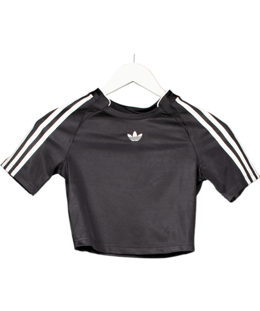 adidas Black Teamgeist Adicolor Cropped T-shirt UK XS - Reliked