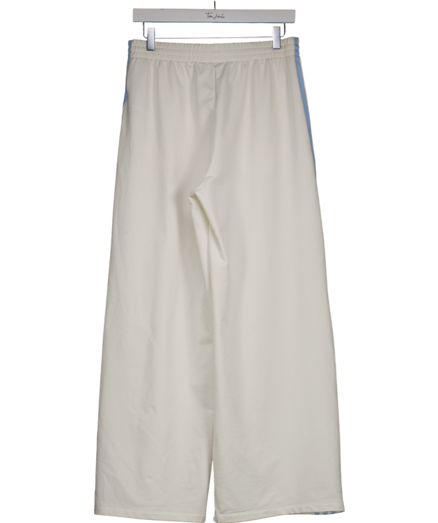 adidas Cream / Baby Blue three Stripe Track Trousers UK M - Reliked